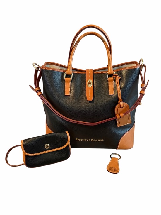 Dooney & Bourke Handbags - Dooney & Bourke Claremont Dover Tote Set - Black & Tan Leather (3-Piece Set)